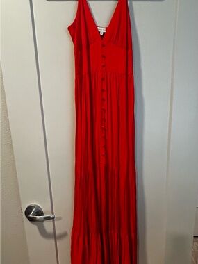 Gianni Bini Red Button-Front Maxi Dress - size 2